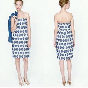 Blue Paisley Strapless Dress